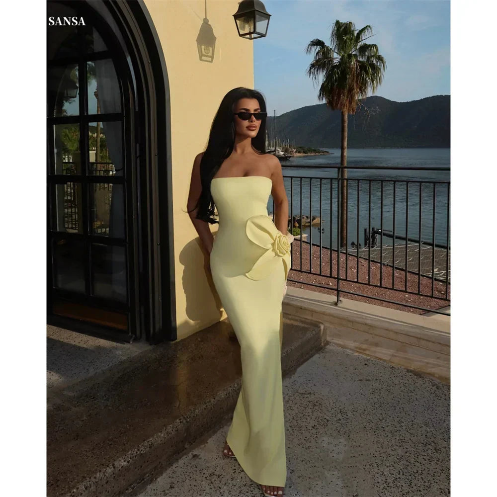 Mermaid Strapless Slit Prom Party Dress - View 5