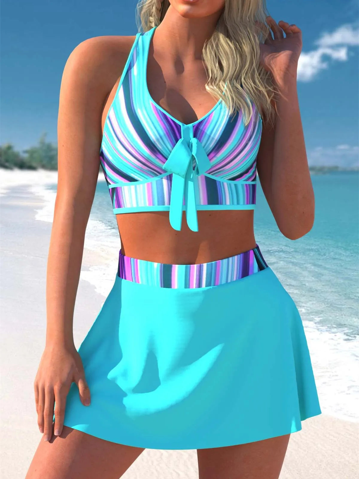 High Waist Tankini Monokini Two Piece Set