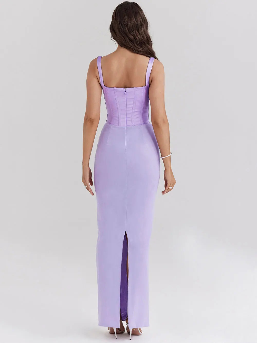 Satin Camisole Sleeveless Bodycon Long Dress - View 4