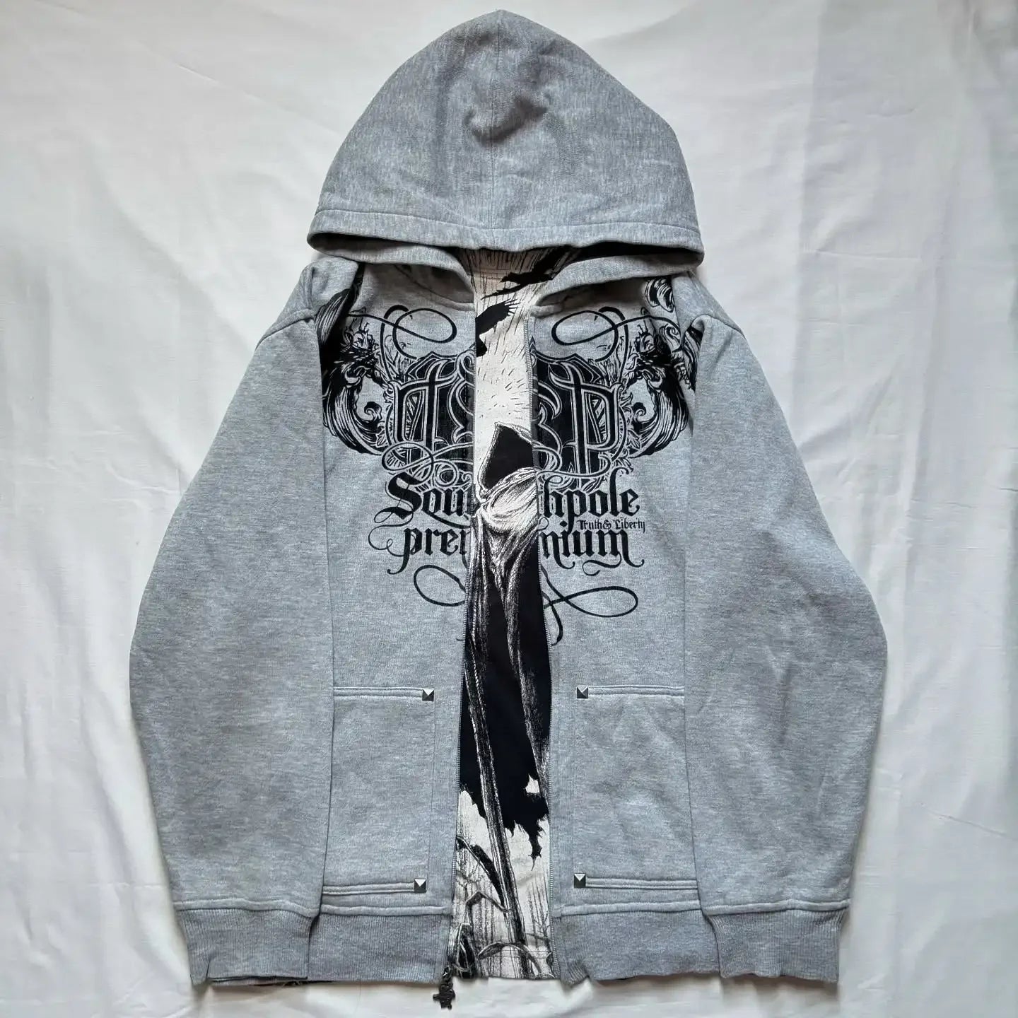 Dark Skull Print Oversized Hoodie