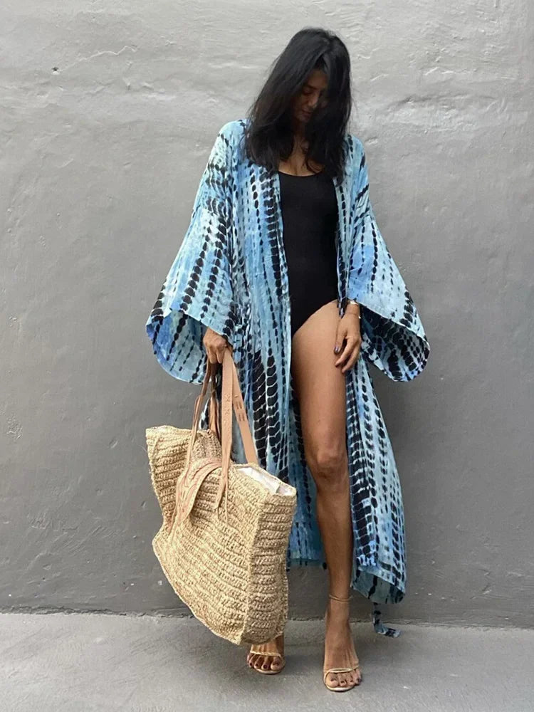 Tie Dye V-Neck Beach Cover Up