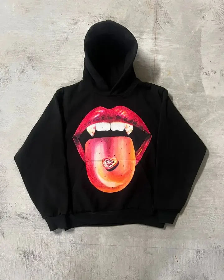 Dark Lips Visual Pullover Hoodie
