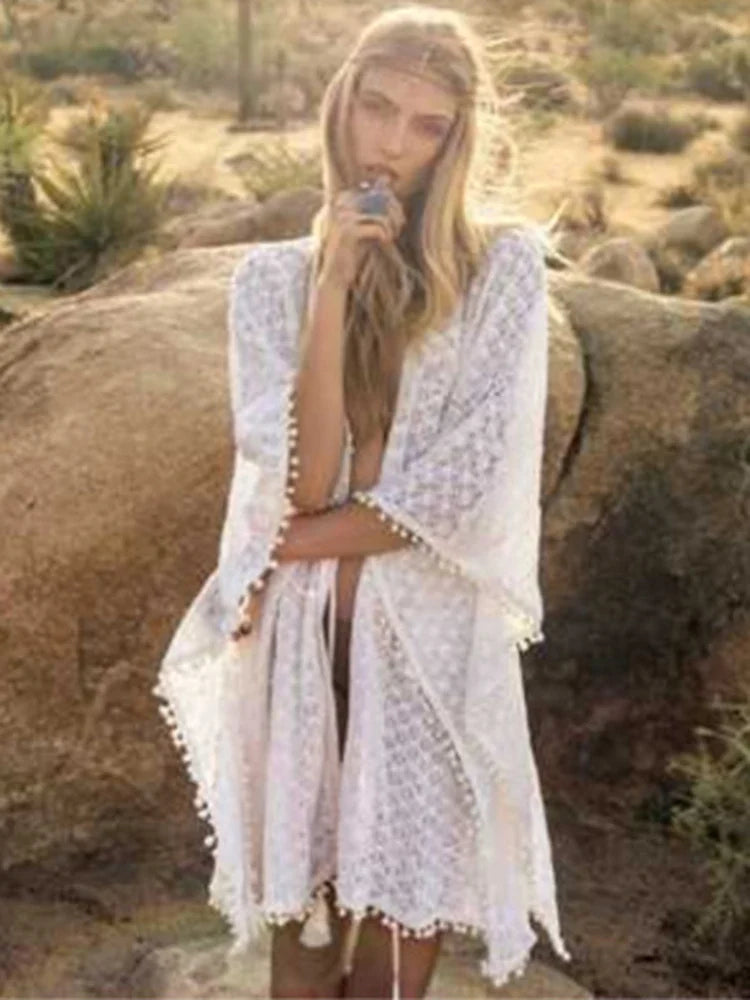 Lace Up Solid Bikini Cover Up