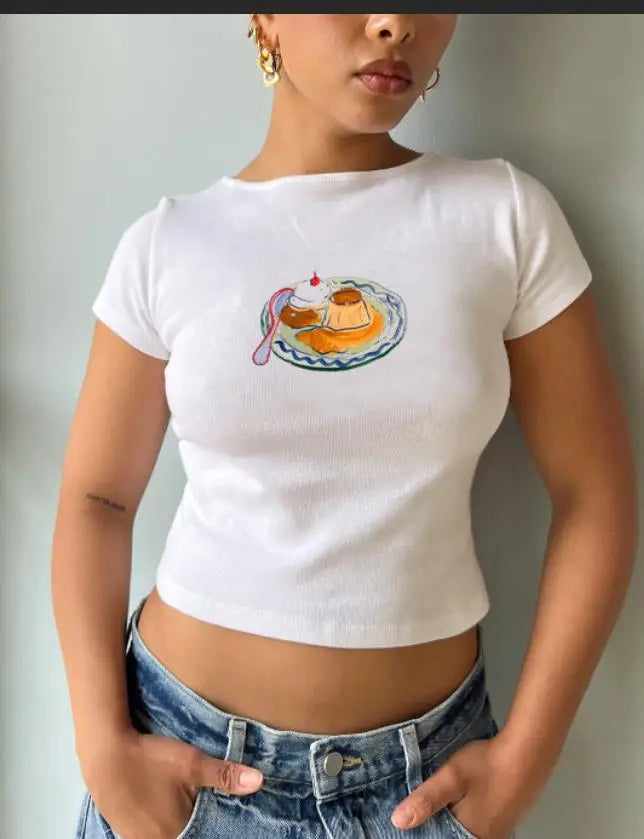 Fruit Print Slim Fit Crew T-shirt