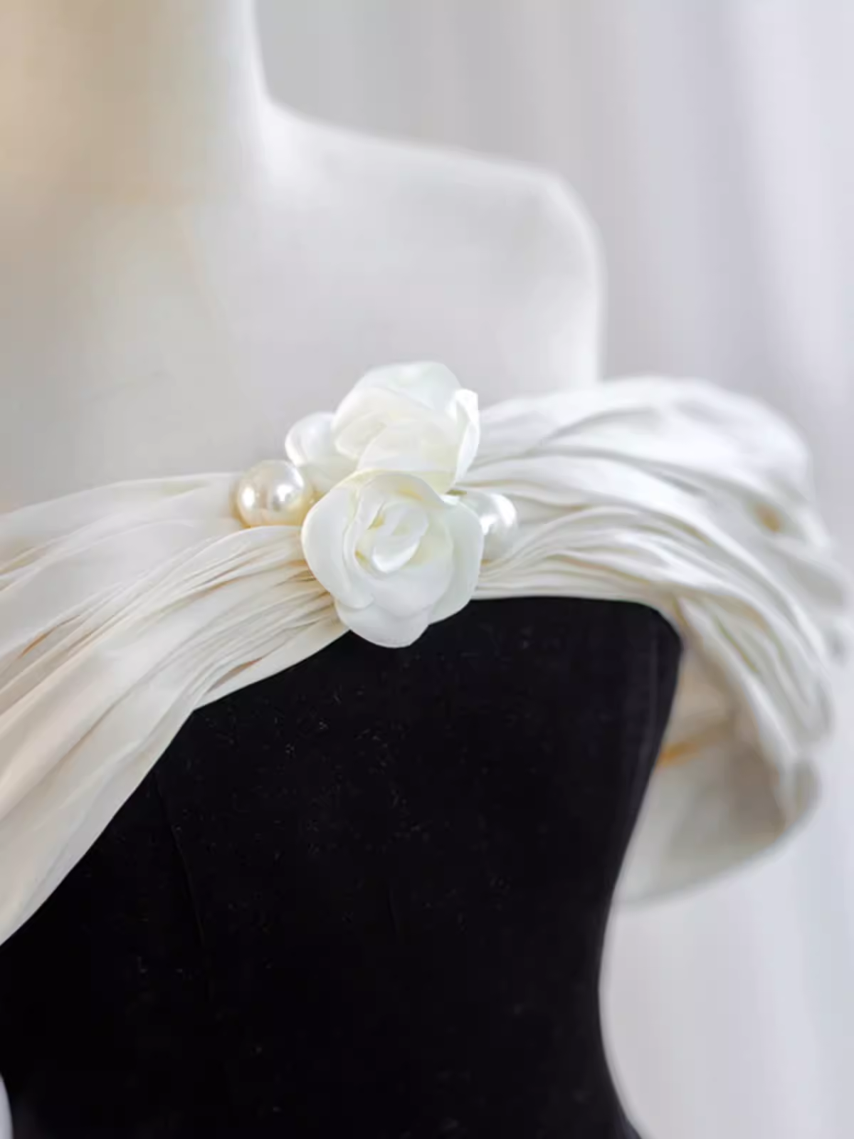 Pretty Ball Gown Off The Shoulder Black Velvet Evening Party Dress Prom Dresses With Flower