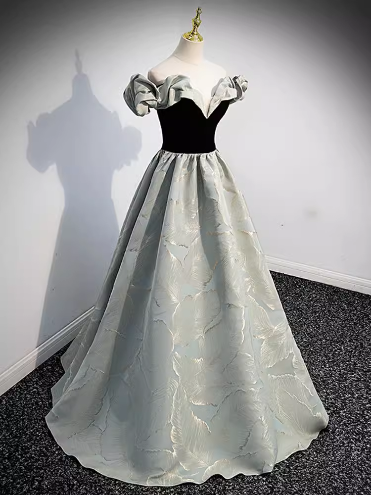 Pretty A line Off The Shoulder Satin Long Evening Party Dress Prom Dresses