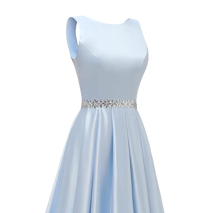 Sexy A Line Scoop Neckline Satin Green Long Prom Dresses Party Dress SD1340