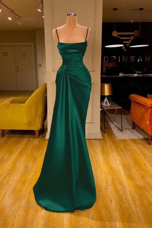 Sexy Sleeveless Spaghetti Strap Prom Dress Mermaid With Ruffles Prom Dresses SD1341