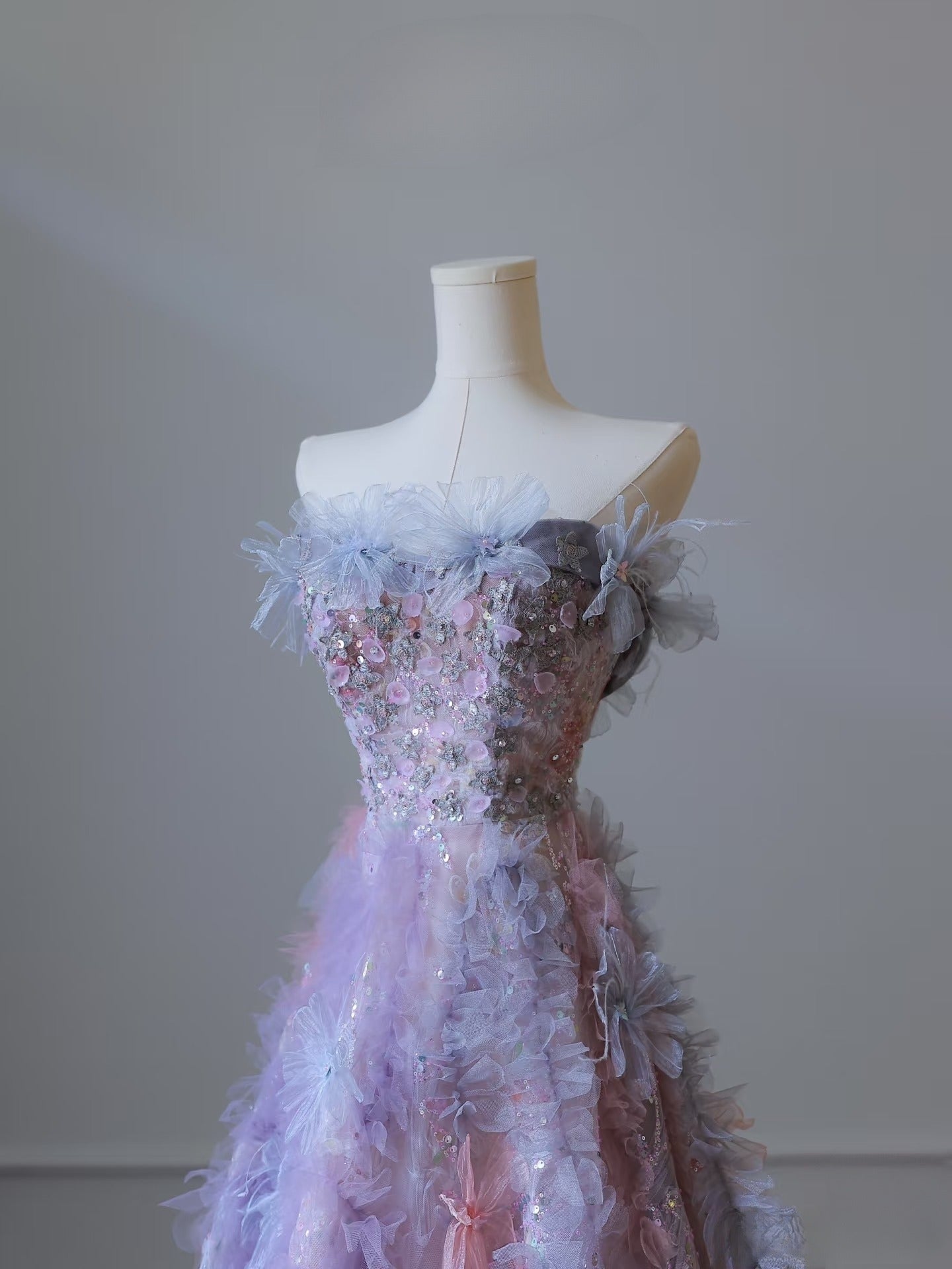 Pretty A line Sweetheart Tulle Long Prom Dresses Evening Gowns SD2331