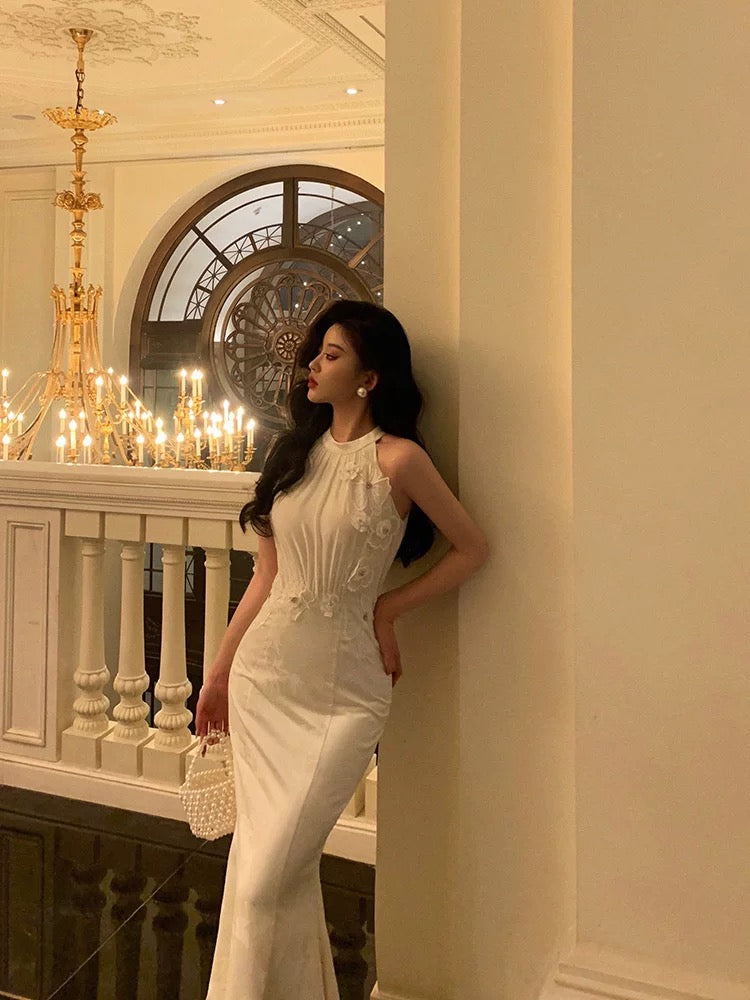 Stunning Sheath Jewel Neckline White Pleated Prom Dresses Birthday Outfit SD779