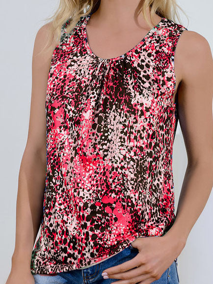 V-neck Sleeveless Print Classic Retro Casual Tank Top