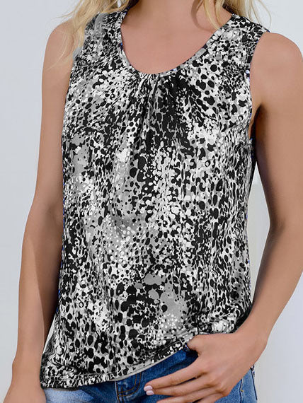 V-neck Sleeveless Print Classic Retro Casual Tank Top