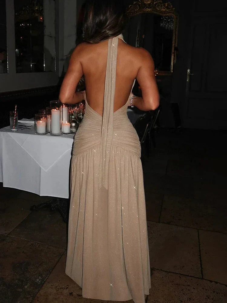 Glitter Strapless Bodycon High Split Party Midi Dress - View 11