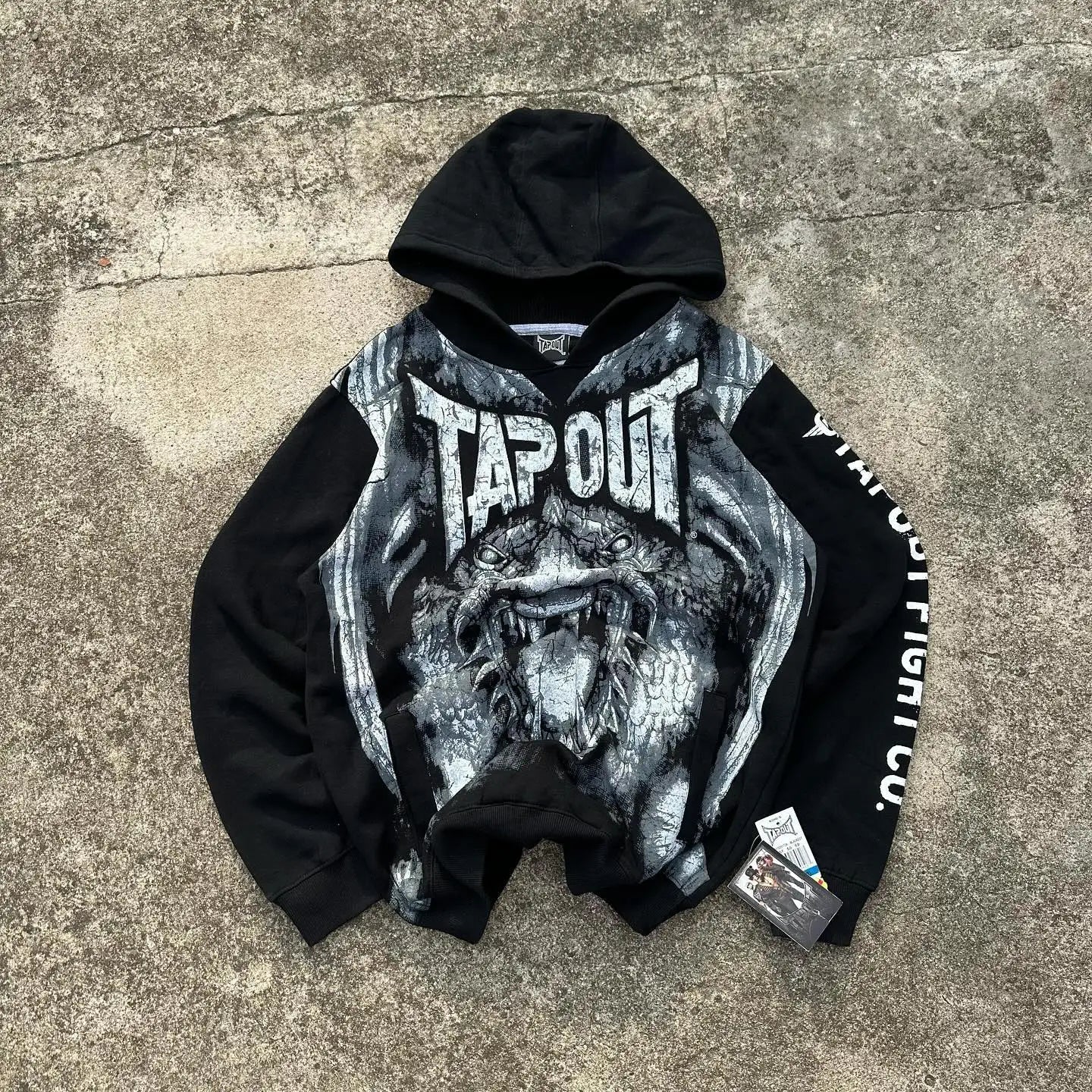 Dark Vintage Letter Print Zip Hoodie