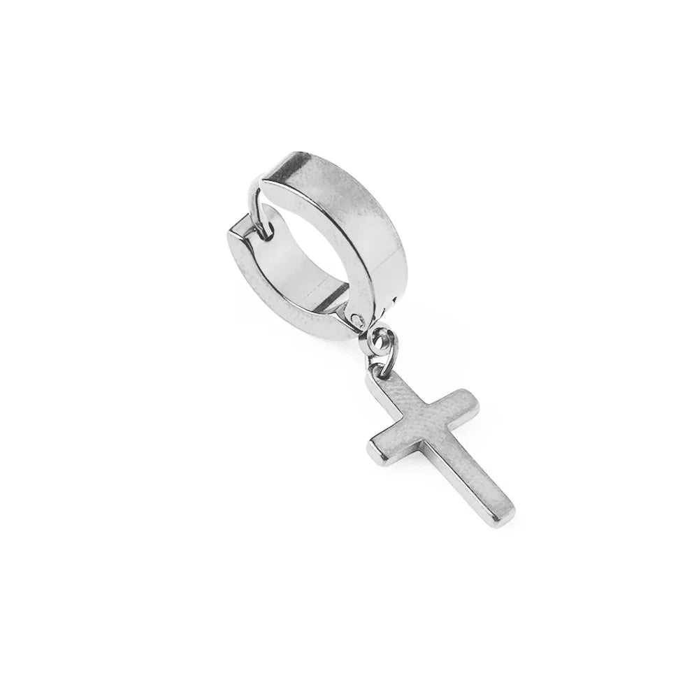 Men Rebellious Cross Stars Stainless Steel Earring