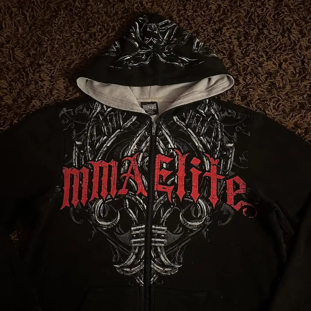 American Gothic Skull Large Zipper Hoodie