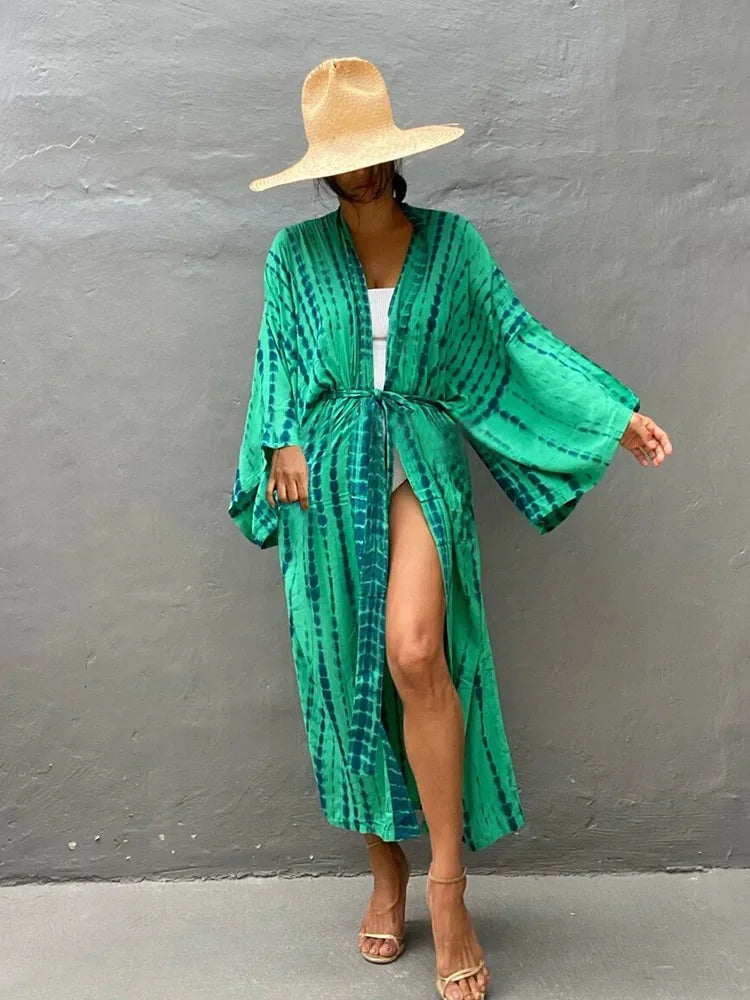 Tie Dye V-Neck Beach Cover Up