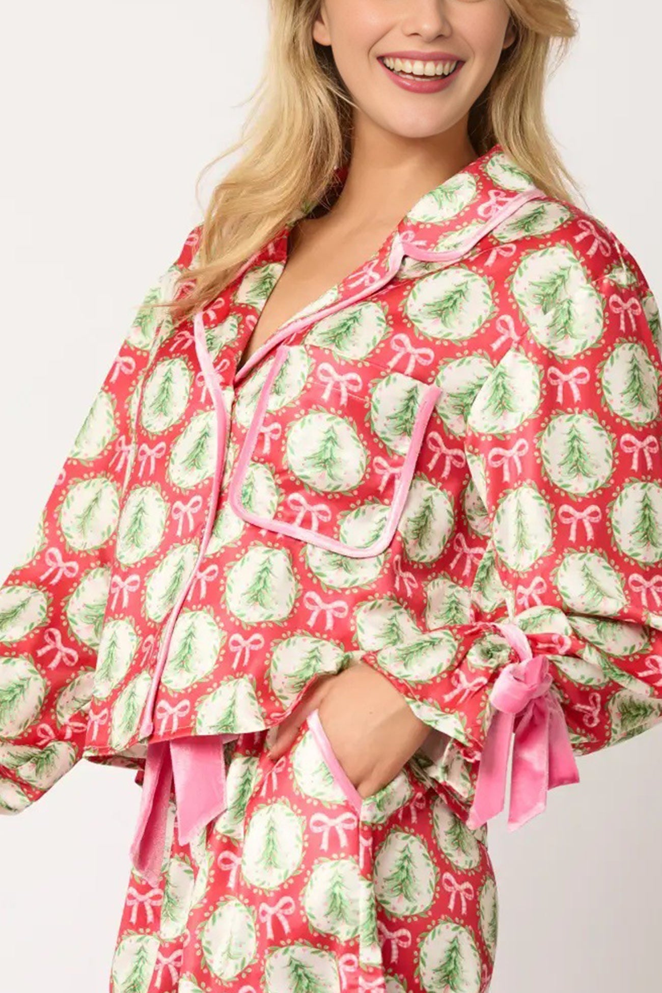 Santa Bow Long Pants Two-piece Loungewear