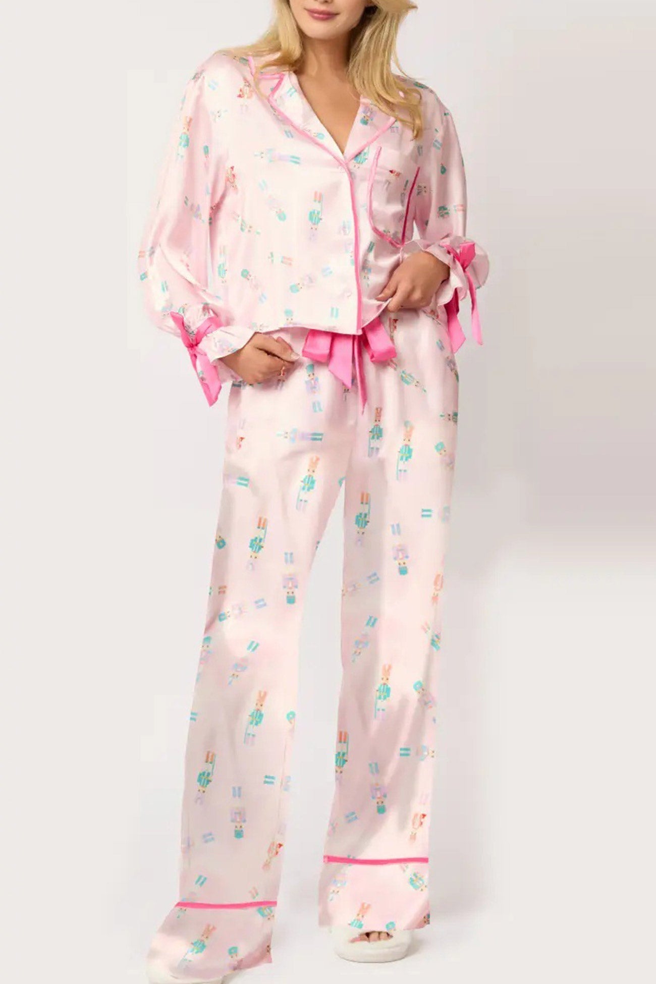 Santa Bow Long Pants Two-piece Loungewear
