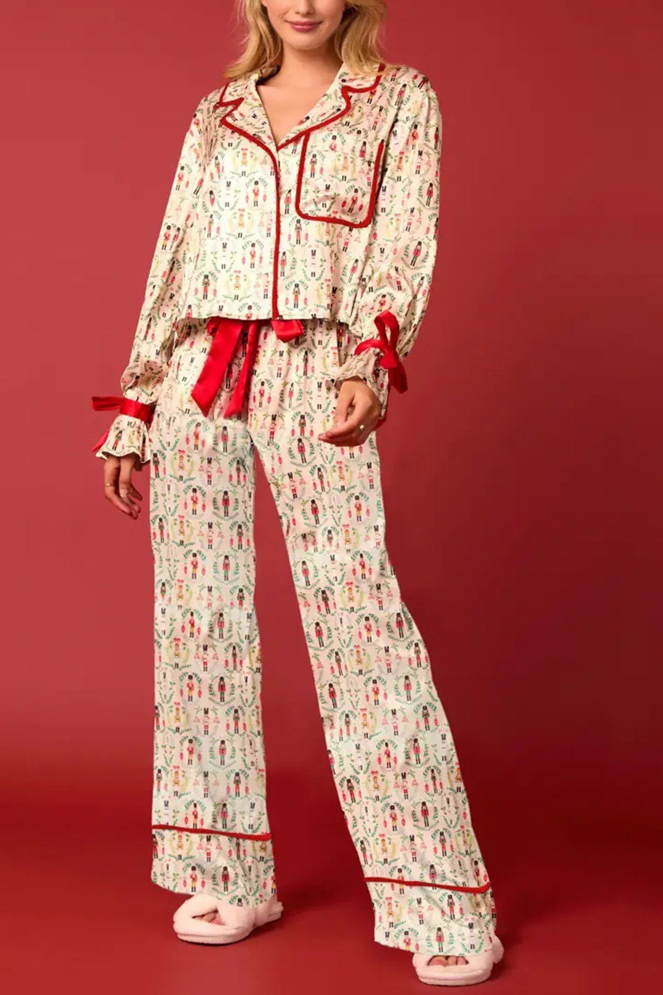 Santa Bow Long Pants Two-piece Loungewear