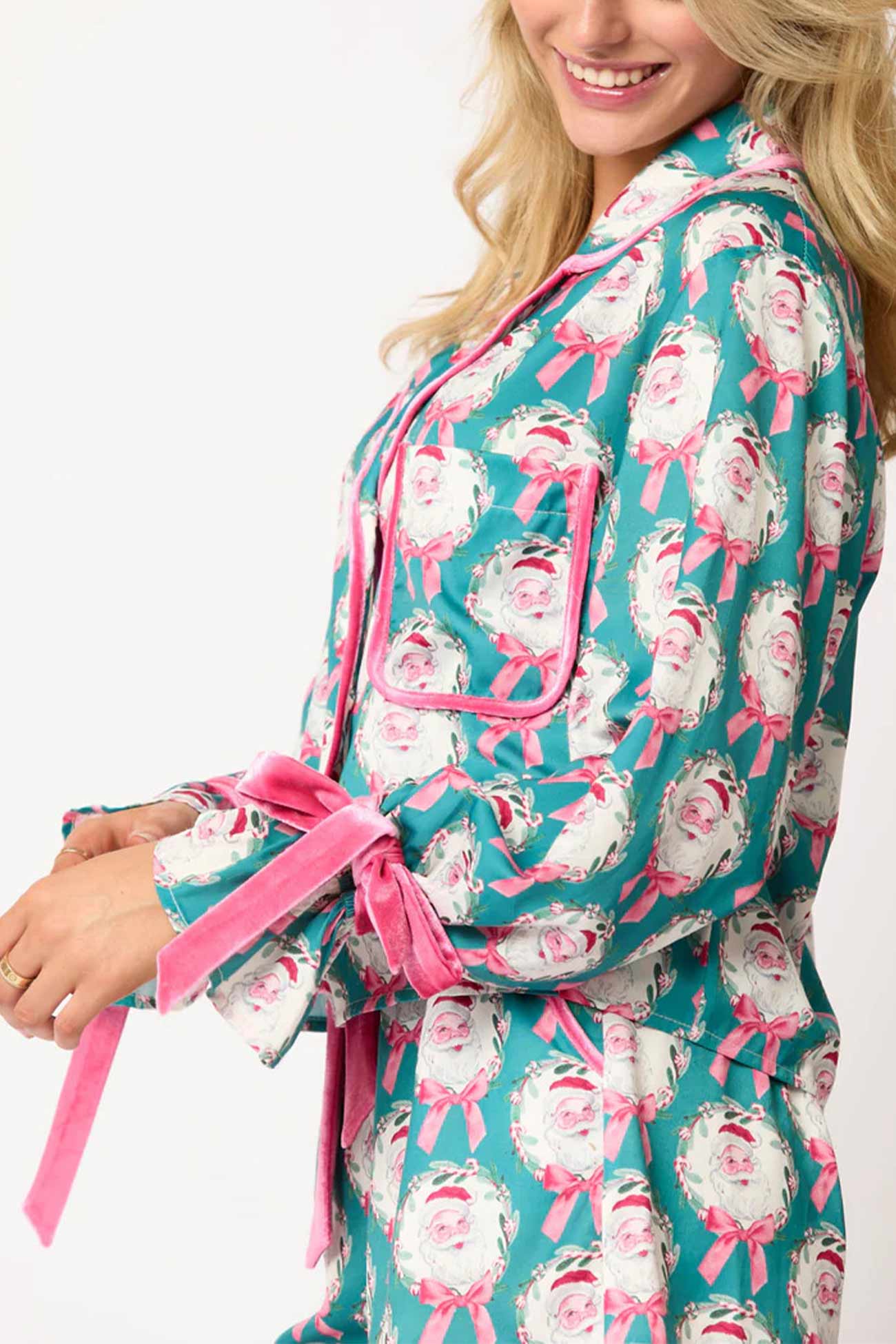 Santa Bow Shorts Two-Piece Set Pajamas