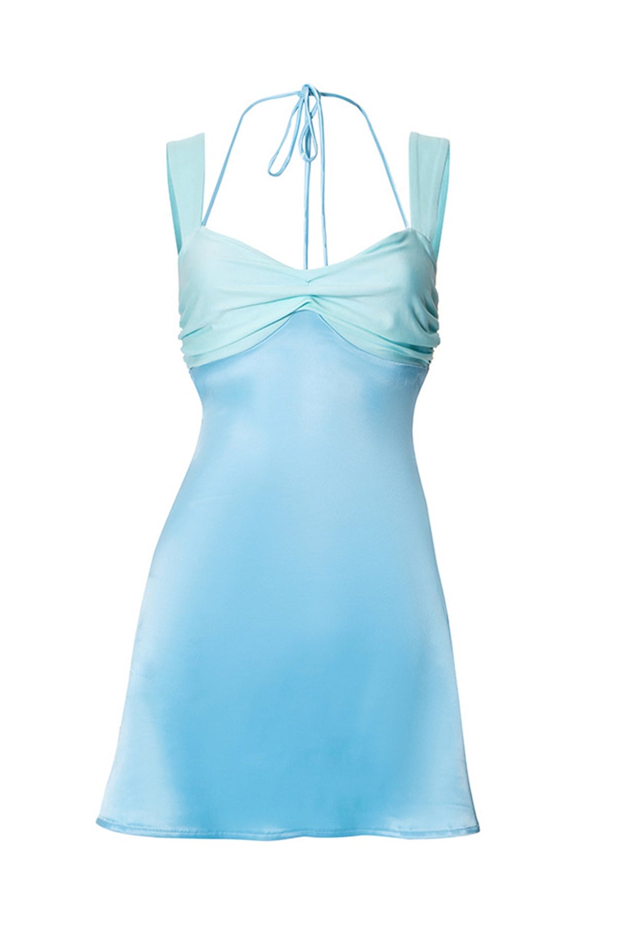 Satin Twisted Bust Dual Strap Lettuce Hem Mini Cami Dress - View 7