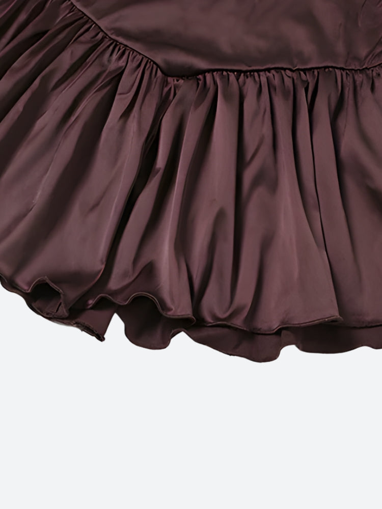 Satin Ruffled Mini Dress - Fashionpara