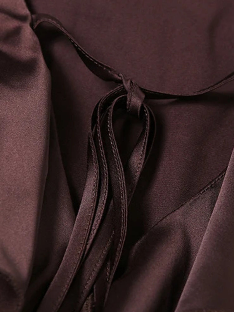 Satin Ruffled Mini Dress - Fashionpara