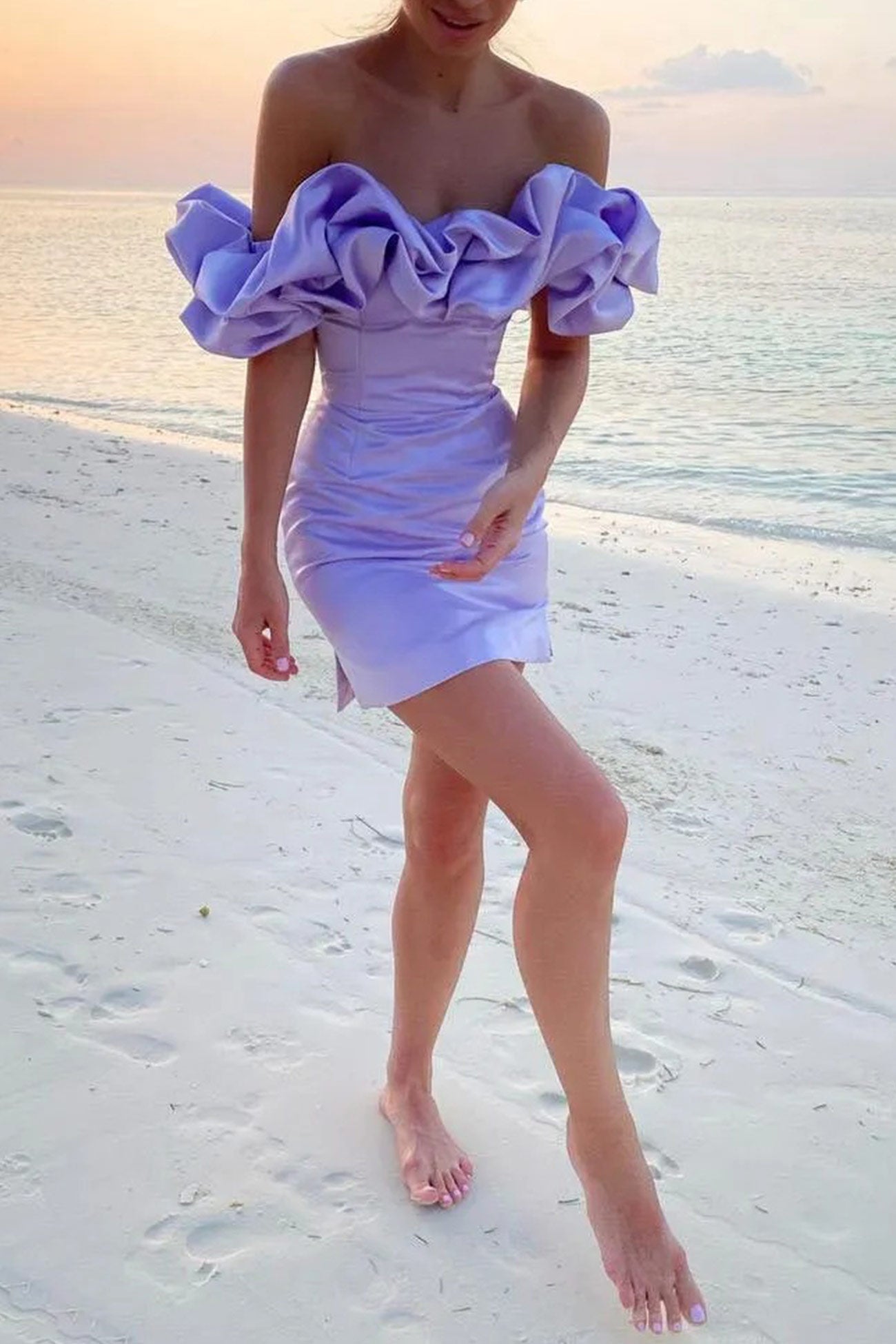 Satin Shirring Strapless Mini Dress