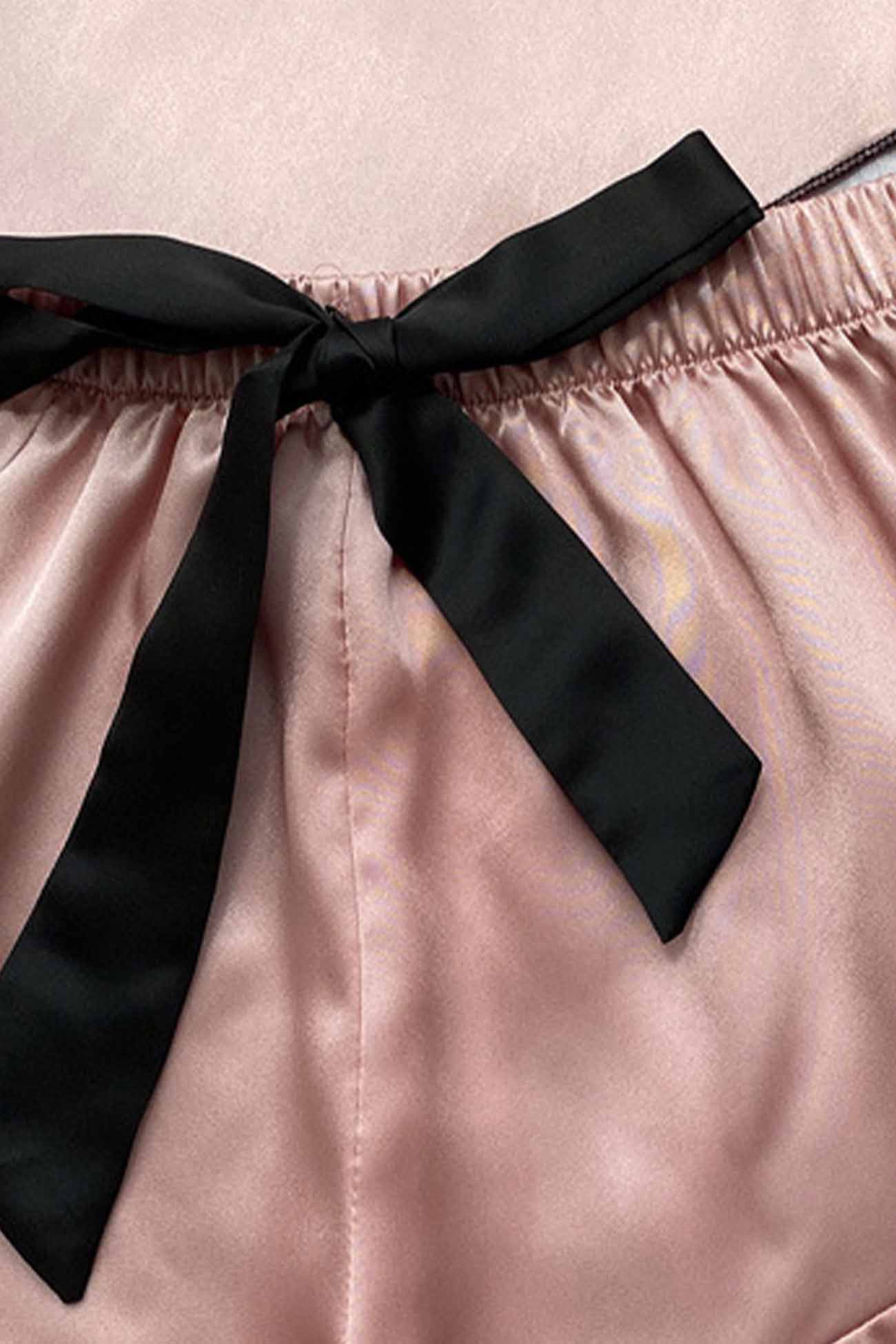 Satin Spaghetti Strap Ruffled Shorts Loungewear