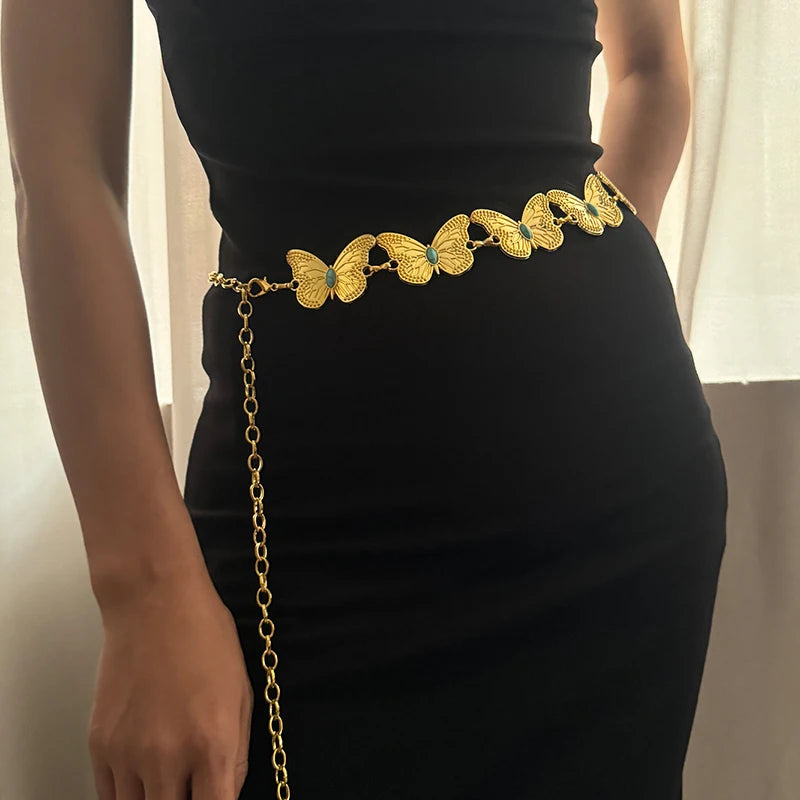 Antique Gothic Silver Butterfly Belt