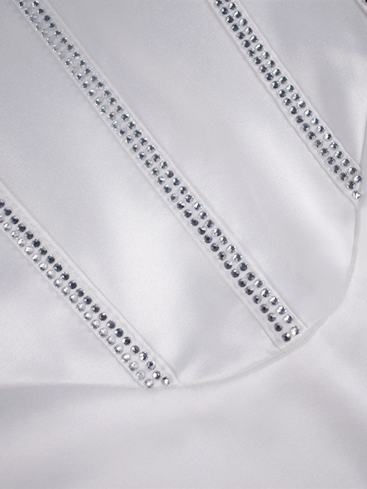 Siobhan Satin Corset Dress with Rhinestones - Fashionpara