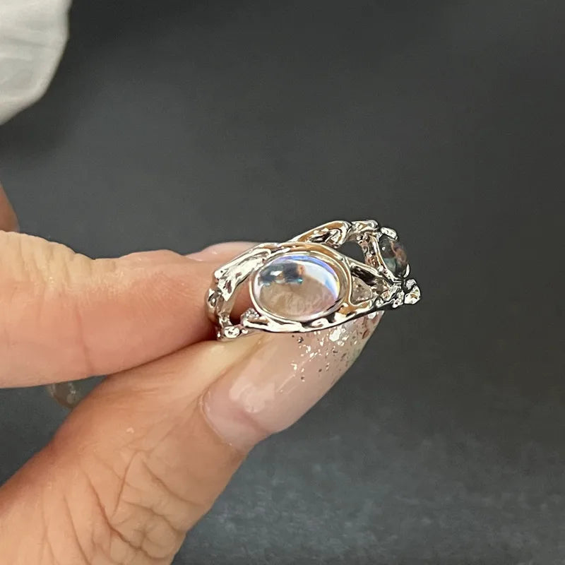 Kpop Dark Geometric Gothic Star Ring