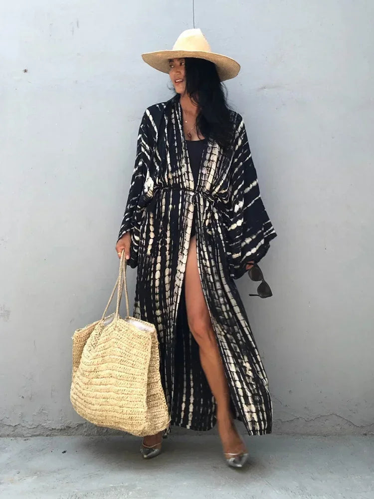 Tie Dye V-Neck Beach Cover Up