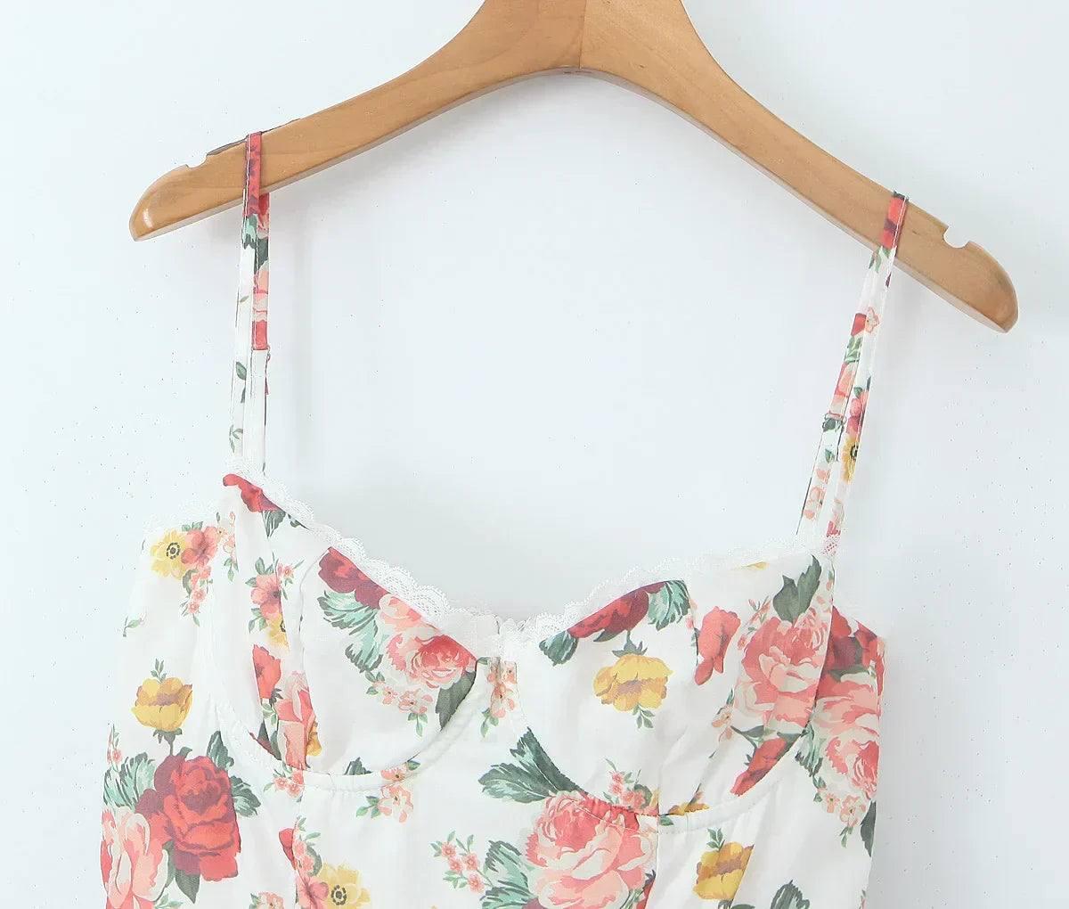 Floral Strapless Sweetheart Corset Ruffle Hem Mini Dress - View 9