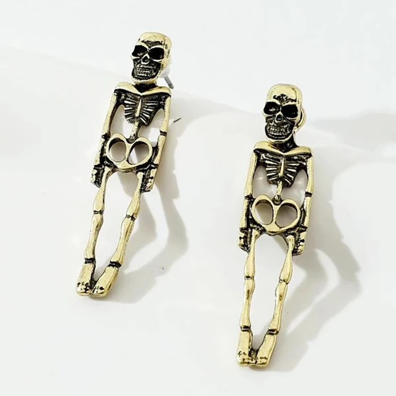 Antique Skeleton Vintage Gold Drop Earring