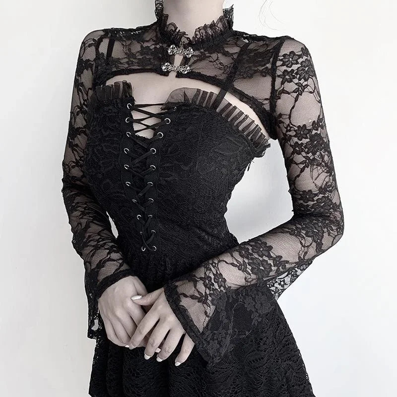 Obscure Gothic Lace Mesh Blouse