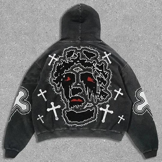 Dark Cross Graphic Pullover Hoodie