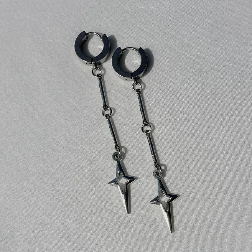 Rebel Celestial Cross Silver Empty Heart Earring