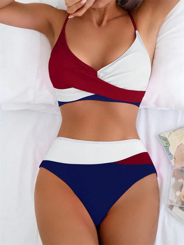 Patchwork String Bikini Set - Fashionpara