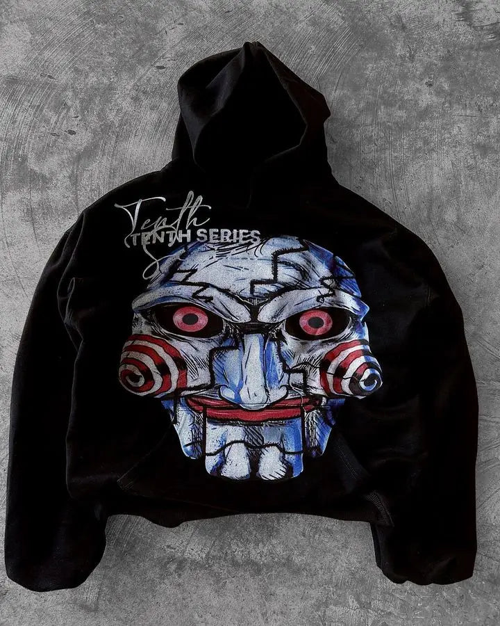 Dark Vintage Visual Print Hoodie