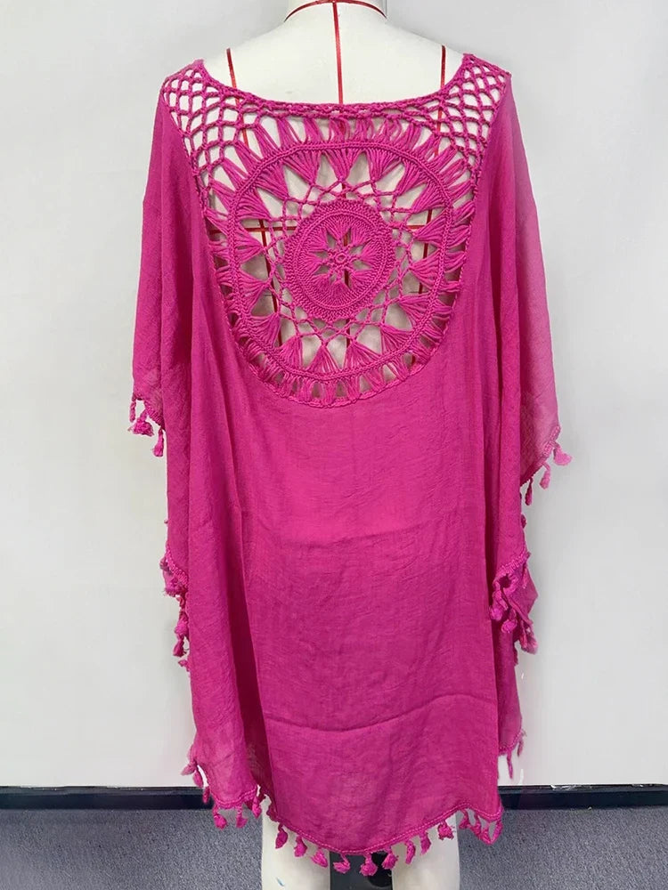 Hollow Out Tassel Bikini Cover Up