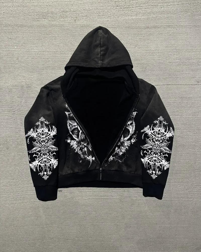 Dark Demon Letter Zip Hoodie