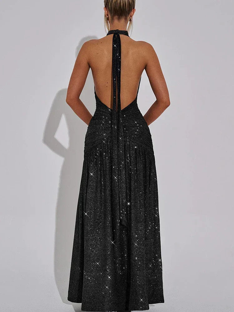 Glitter Strapless Bodycon High Split Party Midi Dress - View 5