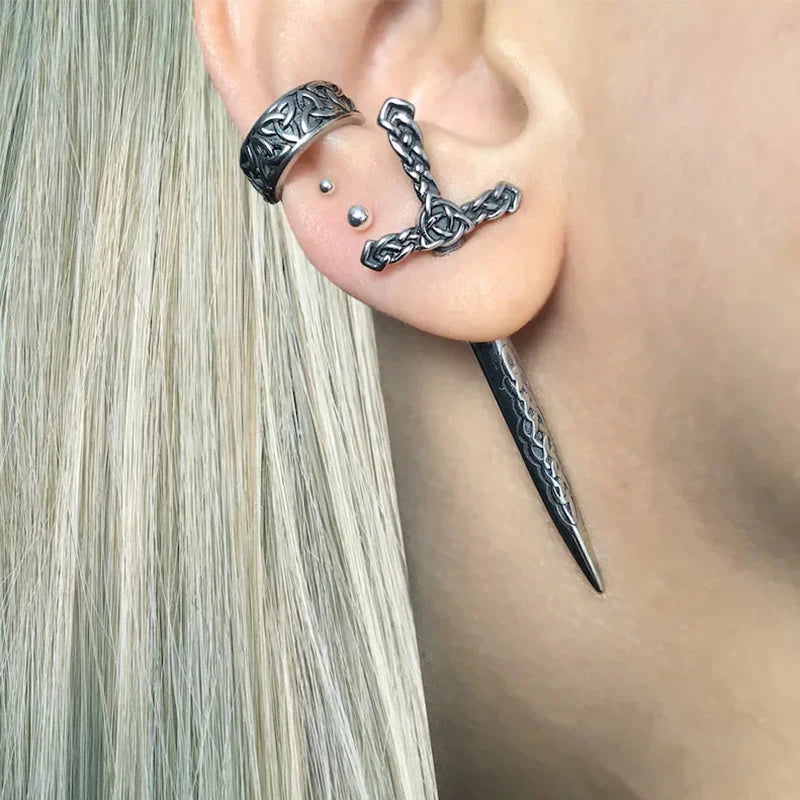 Metal Punk Dark Sword Dagger Stud Earring