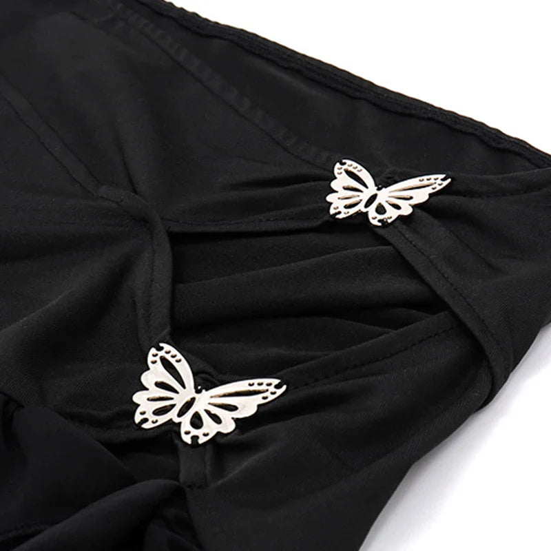 Hollow Out Metal Butterfly Skirt