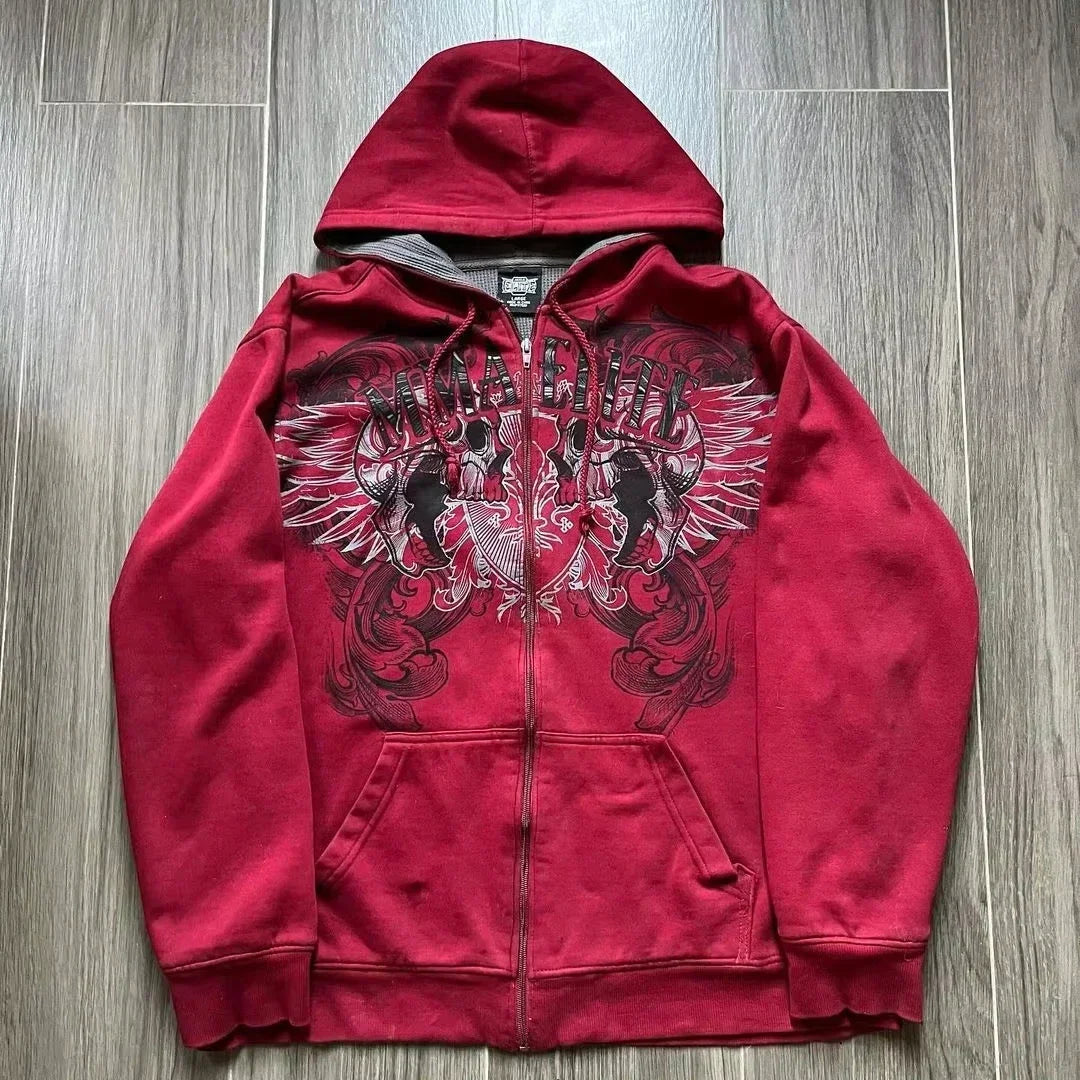 Y2K Mysterious Needlework Zipper Hoodie