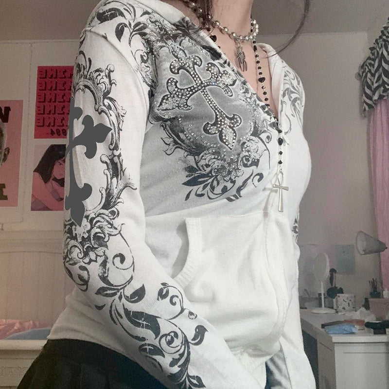 Dark Rhinestone Zip Jacket