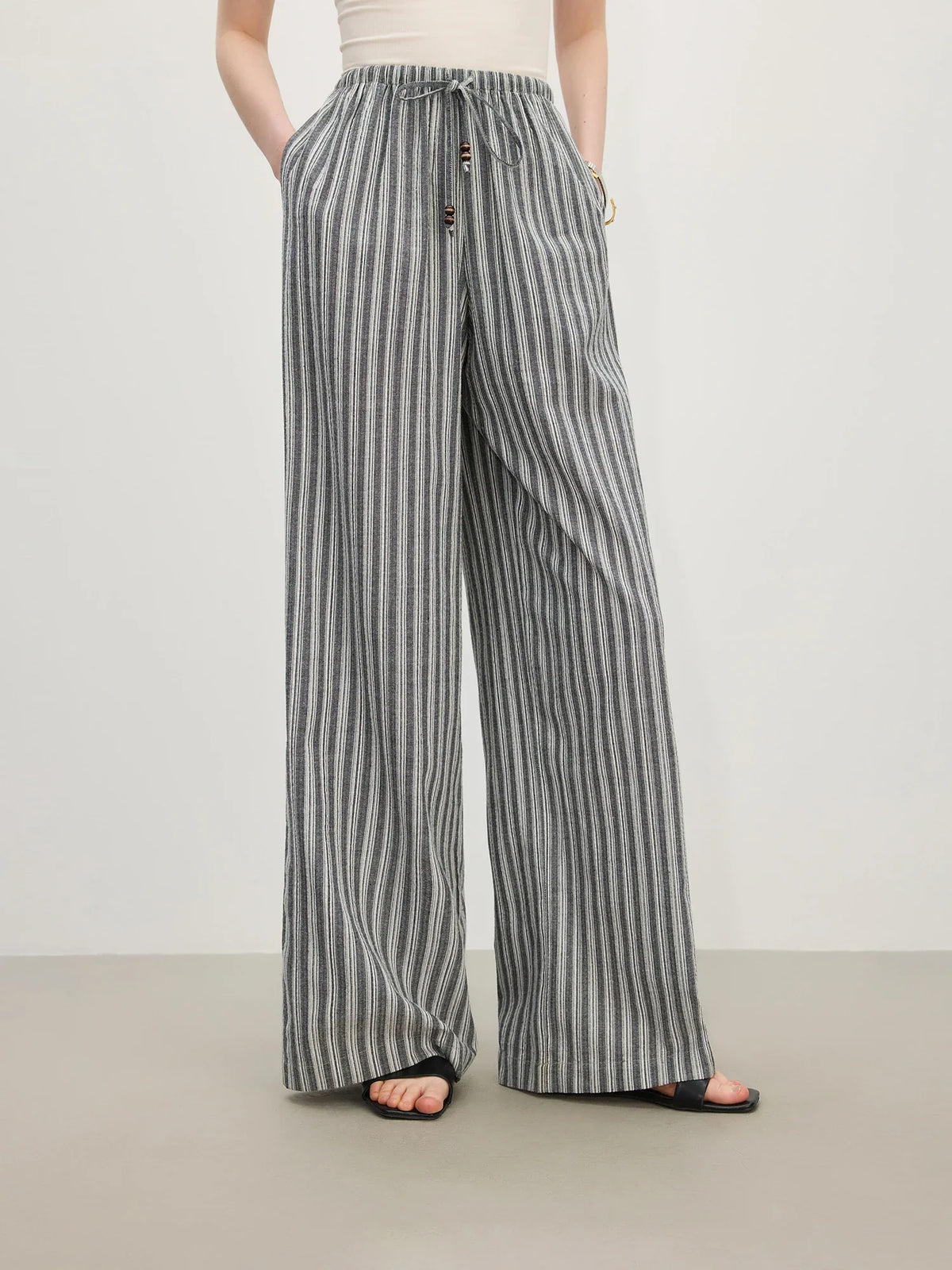 Striped High Waist Drape Pant