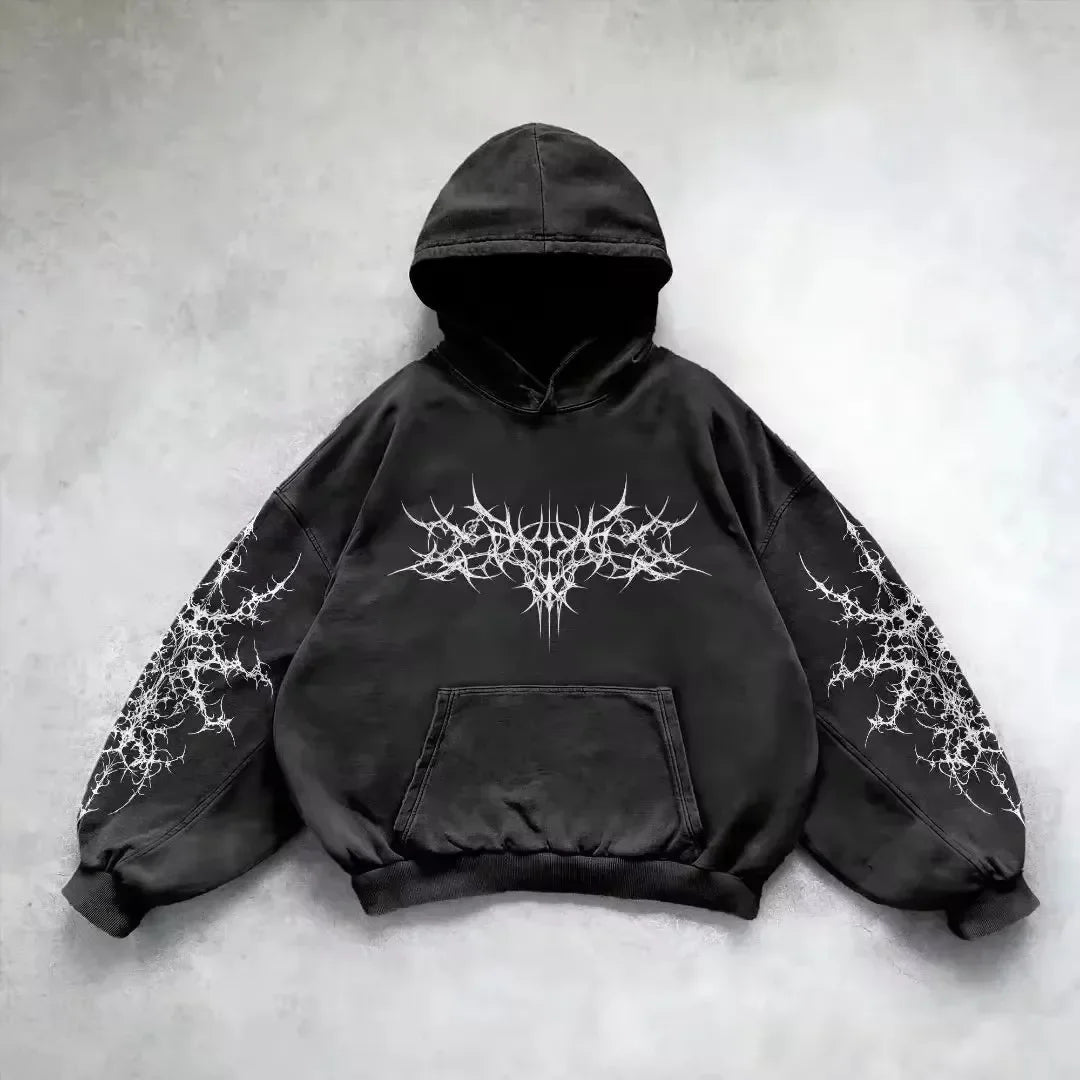 Vintage Y2K Gothic Printed Zipper Hoodie